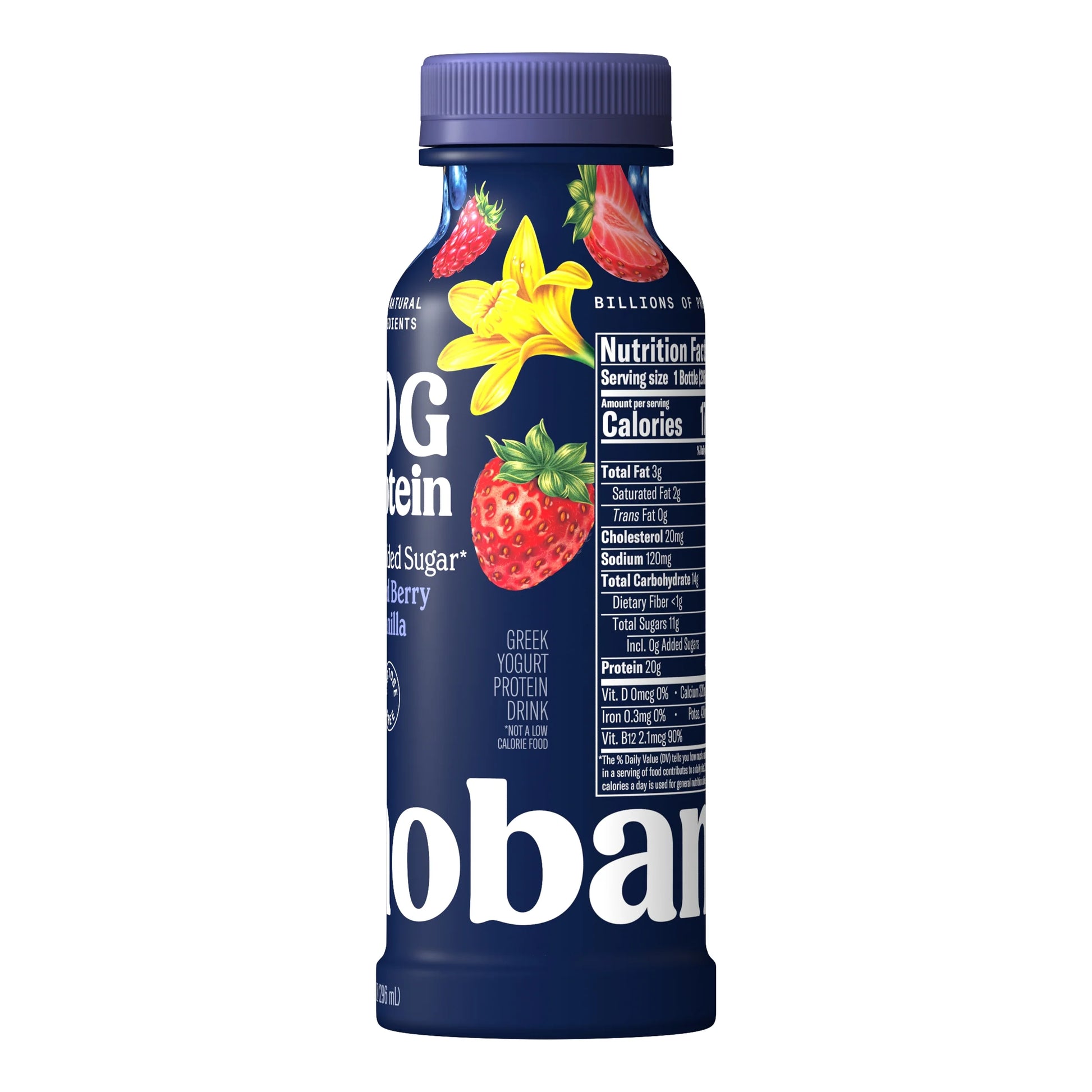 20G Protein Low-Fat Greek Yogurt Drink Mixed Berry Vanilla 10 Fl Oz Bottle