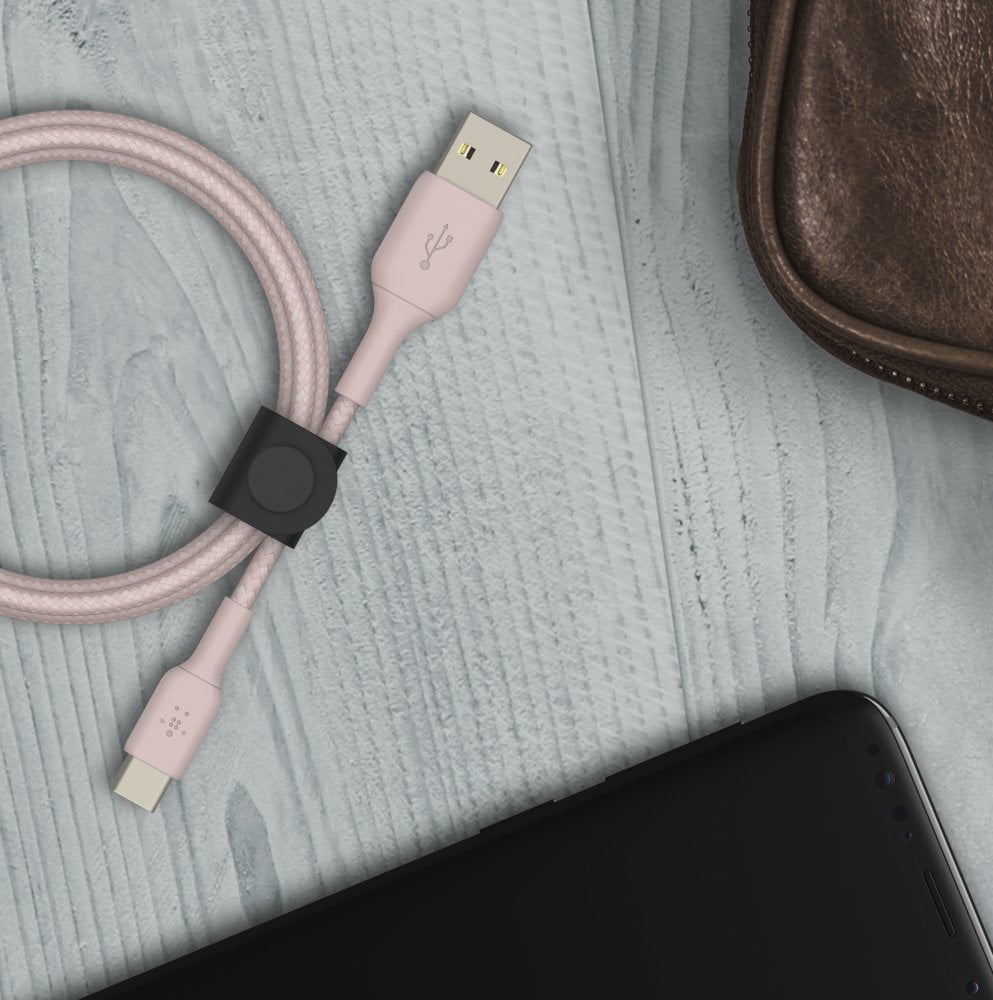 Boostcharge Braided USB-C Cable (5Ft) - Perfect for iPhone 16, 15, Galaxy S25, S24 & More in Stylish Rose Gold