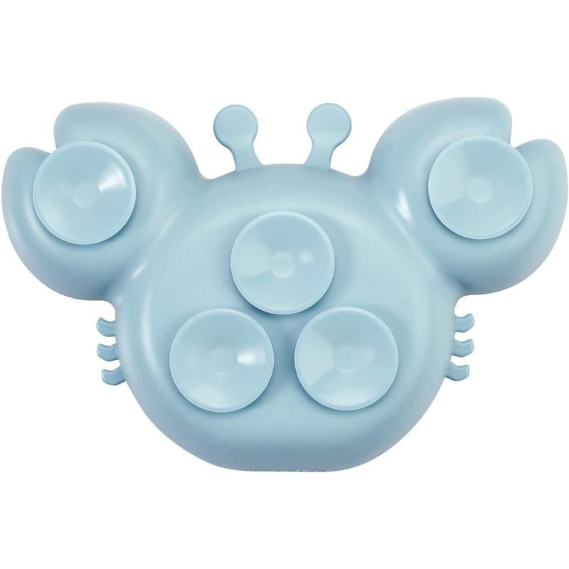 2 Pack Silicone Suction Plate for Baby, Divided Unbreakable Toddler Food Plate with 2 Pack Spoons for Self Feeding, Toddler Utensils Feeding Set Baby Eating Supplies, Crab Shape -Blue&Green Kid Toddler Baby