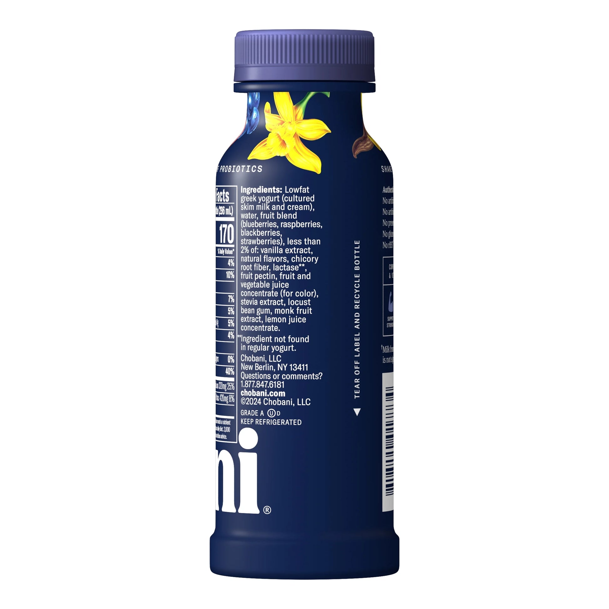 20G Protein Low-Fat Greek Yogurt Drink Mixed Berry Vanilla 10 Fl Oz Bottle